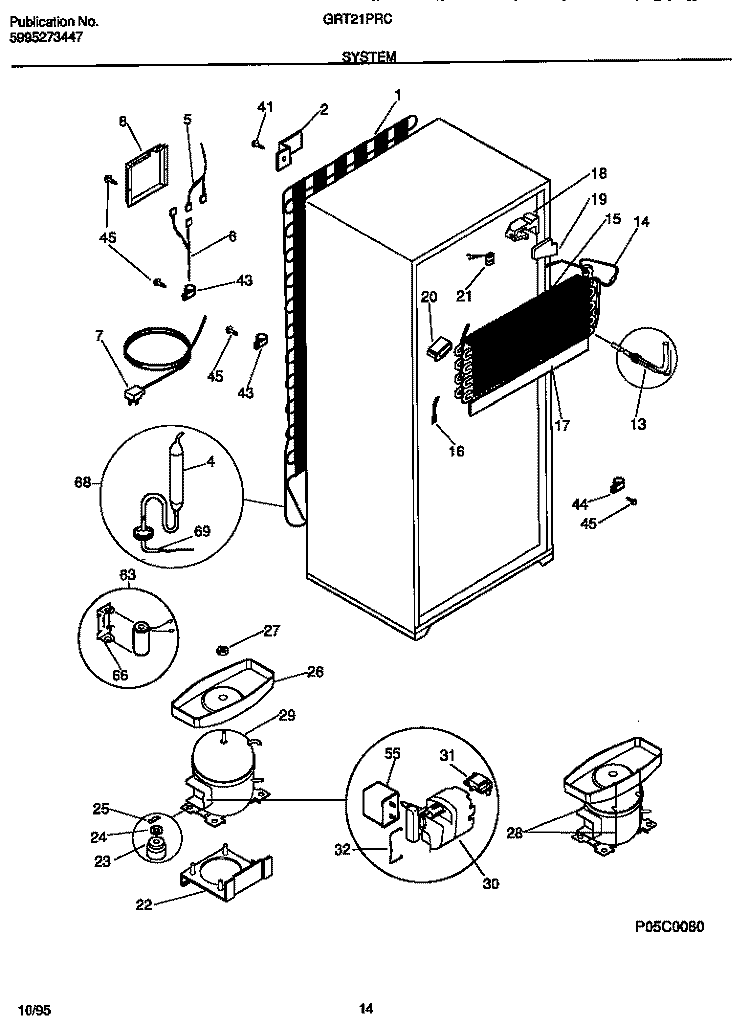 SYSTEM Diagram and Parts List for GRT21PRCD1  Gibson Refrigerator