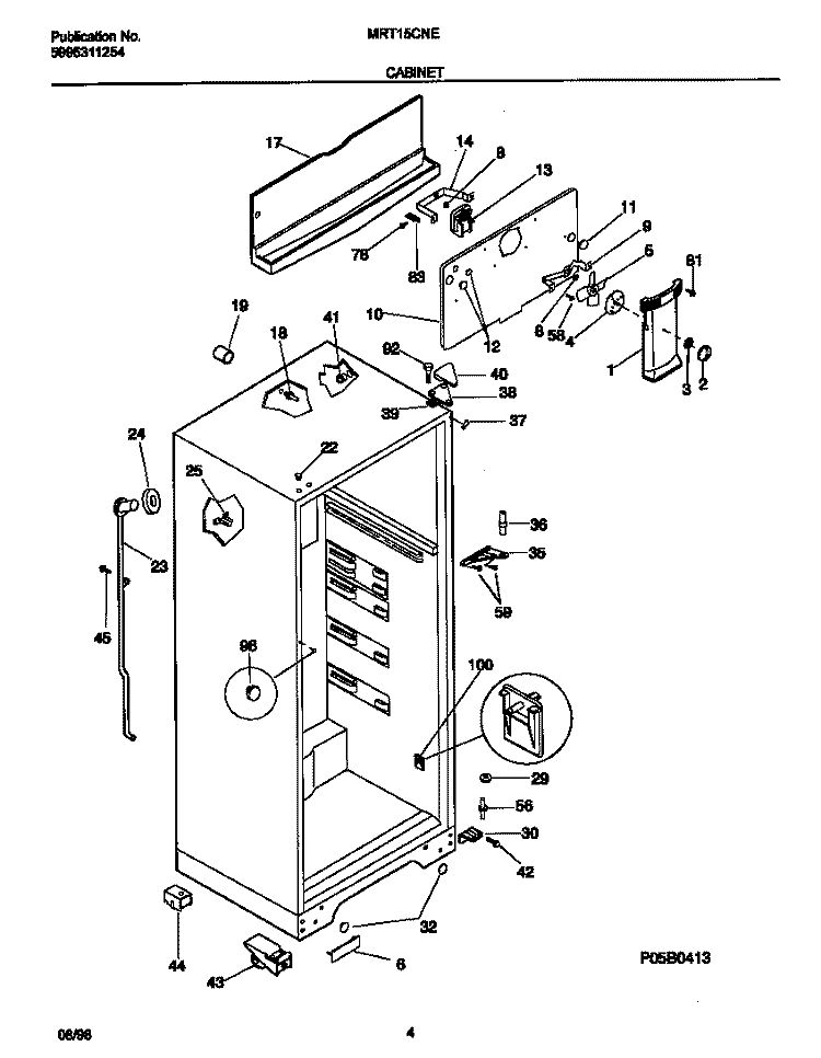 CABINET Diagram and Parts List for MRT15CNED5  Frigidaire Refrigerator