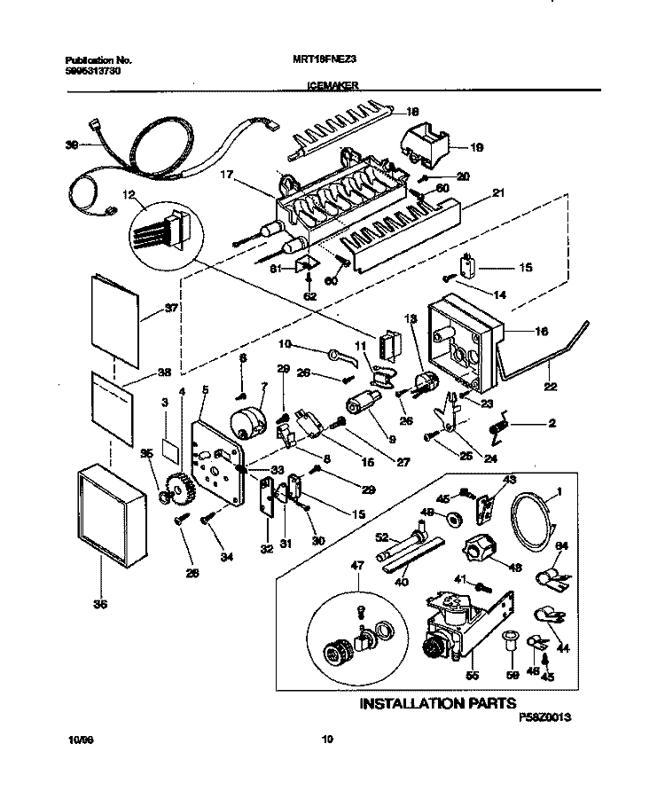 ICE MAKER Diagram and Parts List for MRT18FNEZ3  Frigidaire Refrigerator