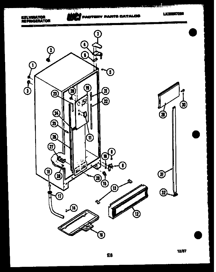 CABINET PARTS Diagram and Parts List for FPK190EN0W  Kelvinator Refrigerator