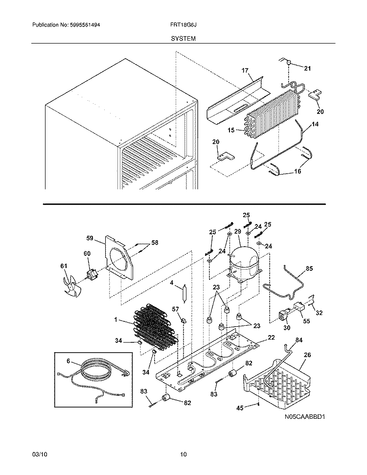 SYSTEM Diagram and Parts List for FRT18G6JQ5  Frigidaire Refrigerator