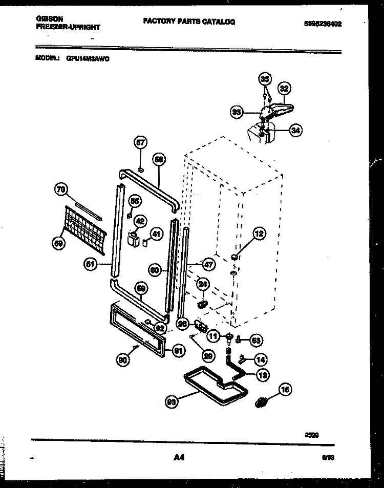 CABINET PARTS Diagram and Parts List for GFU14M3AW0  Gibson Freezer