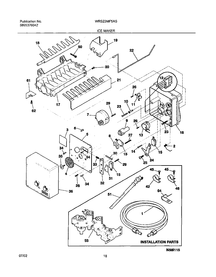 ICE MAKER Diagram and Parts List for WRS23MF5AS4  Westinghouse Refrigerator