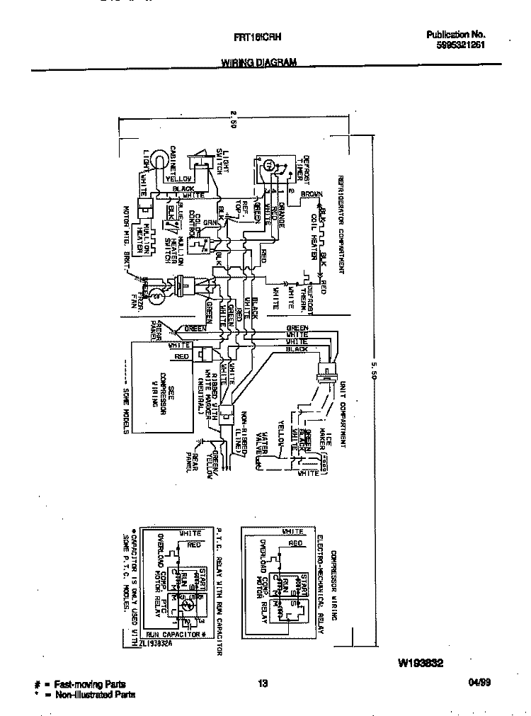 WIRING DIAGRAM Diagram and Parts List for FRT16ICRHD0  Frigidaire Refrigerator
