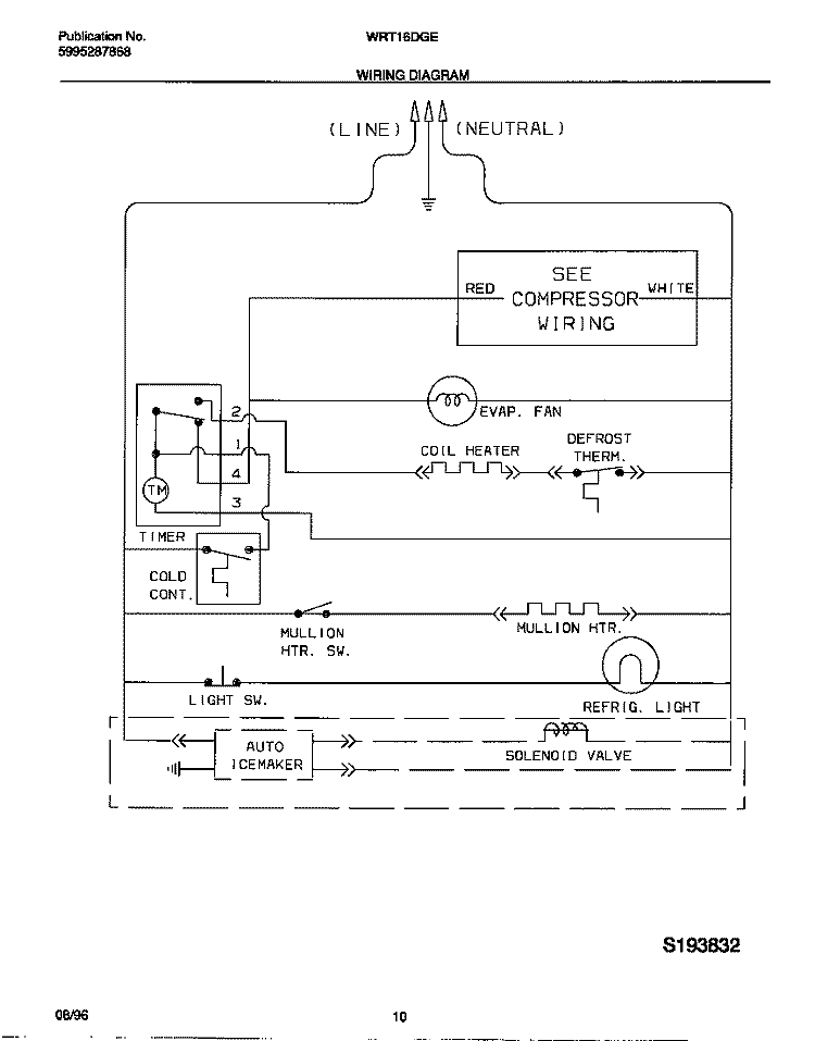 WIRING DIAGRAM Diagram and Parts List for WRT16DGEW0  Frigidaire Refrigerator