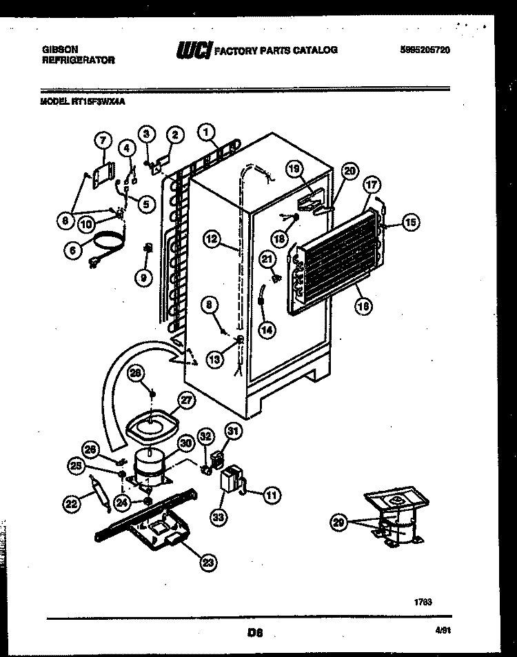 SYSTEM AND AUTOMATIC DEFROST PARTS Diagram and Parts List for RT15F3WX4A  Gibson Refrigerator