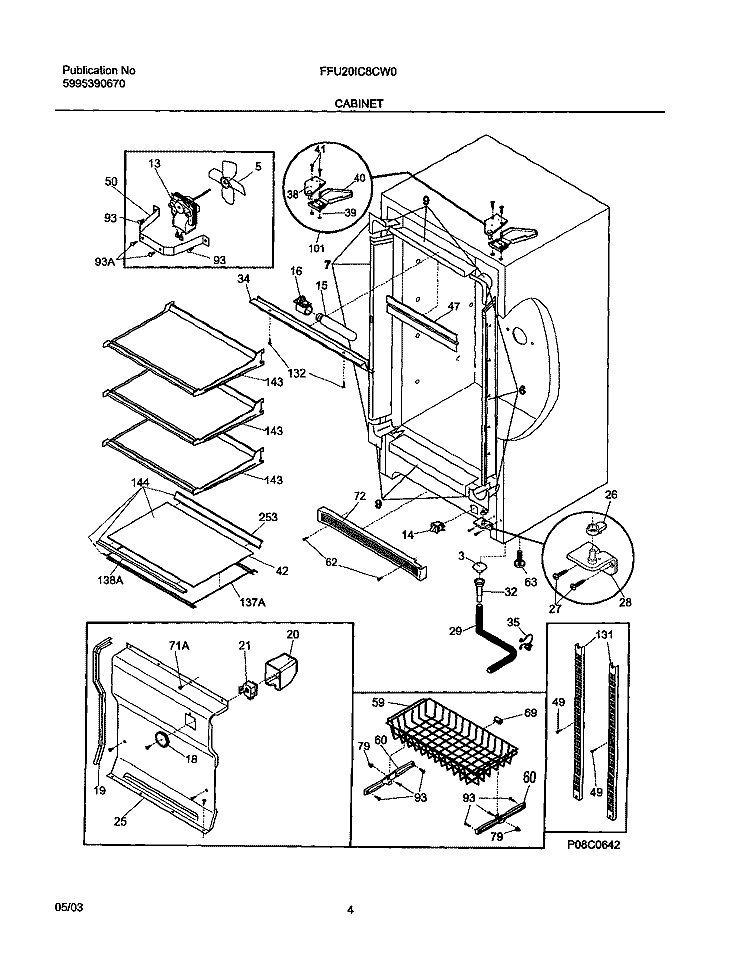 CABINET Diagram and Parts List for FFU20IC8CW0  Frigidaire Freezer