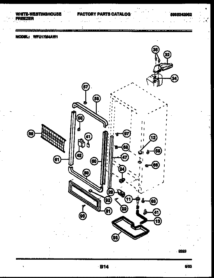CABINET PARTS Diagram and Parts List for WFU17M4AW1  Frigidaire Freezer