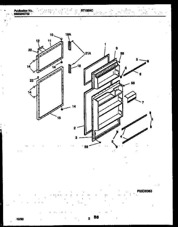 DOOR PARTS Diagram and Parts List for RT185NCD2  Frigidaire Refrigerator