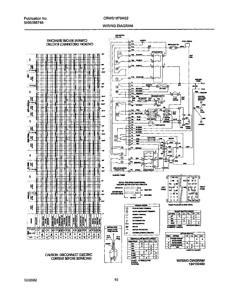 134130400 WIRING DIAGRAM Diagram and Parts List for CRWS1879AS2  Frigidaire Washer