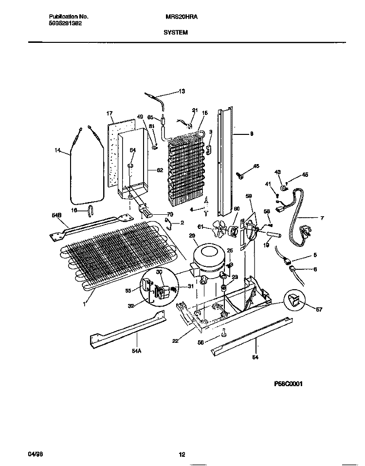 SYSTEM Diagram and Parts List for MRS20HRAW5  Frigidaire Refrigerator