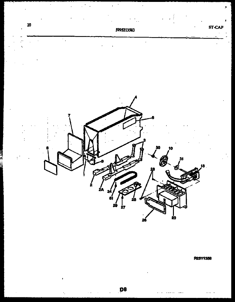 ICE DISPENSER Diagram and Parts List for RS229MCD3  Frigidaire Refrigerator