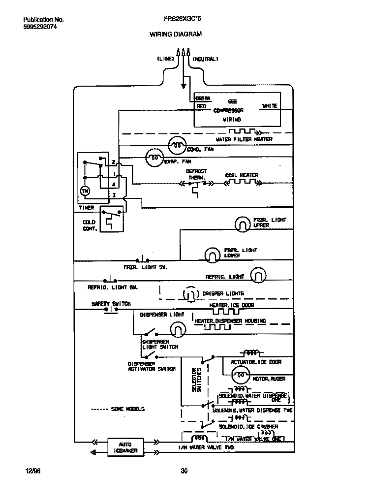 WIRING DIAGRAM Diagram and Parts List for FRS26XGCD5  Frigidaire Refrigerator