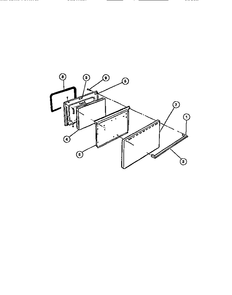 OVEN DOOR Diagram and Parts List for CGC1M1DXE  Gibson Range