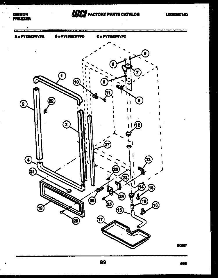 CABINET PARTS Diagram and Parts List for FV19M2WVFC  Gibson Freezer