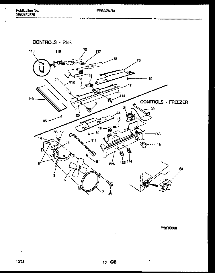 REFRIGERATOR CONTROL ASSEMBLY, DAMP Diagram and Parts List for FRS22WRAD2  Frigidaire Refrigerator