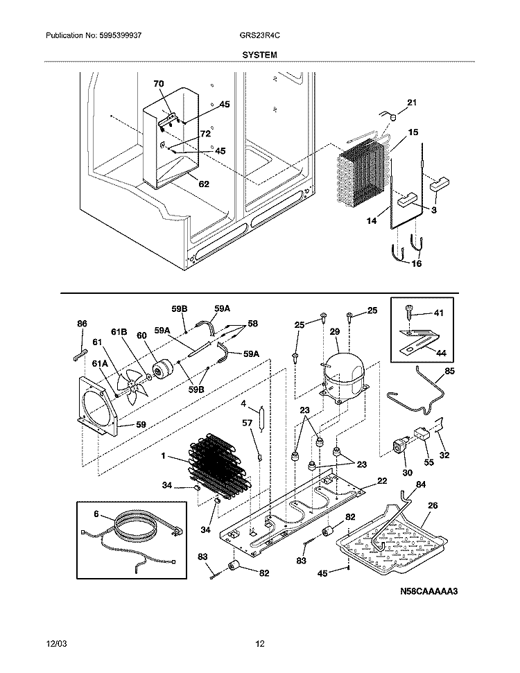 SYSTEM Diagram and Parts List for GRS23R4CQ3  Gibson Refrigerator