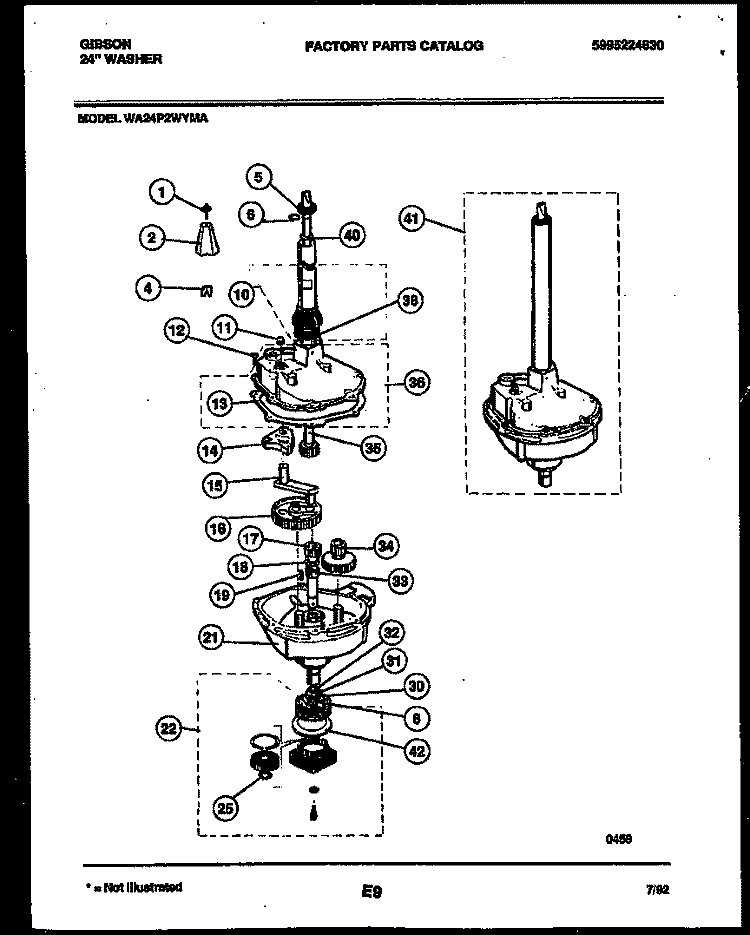 TRANSMISSION PARTS Diagram and Parts List for WA24P2WYMA  Gibson Washer