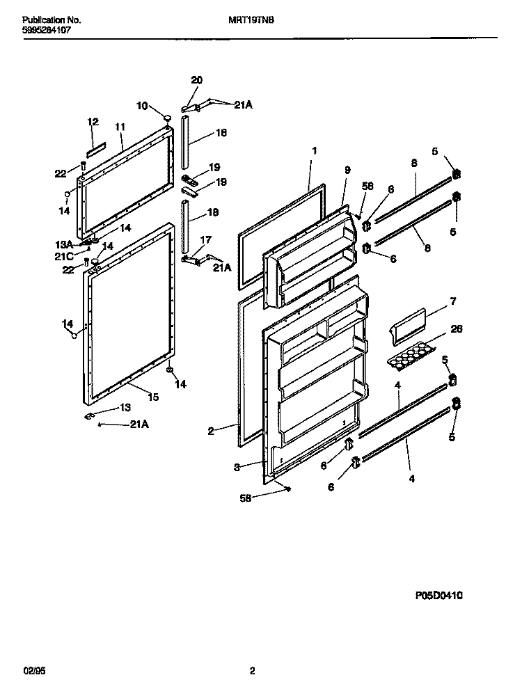 DOOR SECTION Diagram and Parts List for MRT19TNBD2  Uni Refrigerator