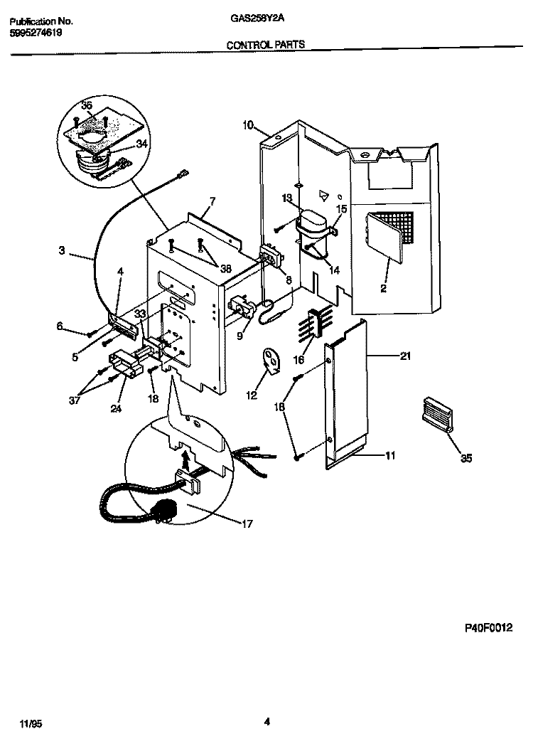 CONTROL PARTS Diagram and Parts List for GAS258Y2A1  Gibson Air Conditioner