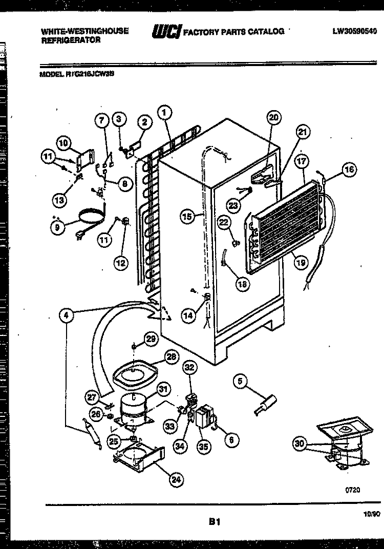 SYSTEM AND AUTOMATIC DEFROST PARTS Diagram and Parts List for RTG216JCF3B  Frigidaire Refrigerator