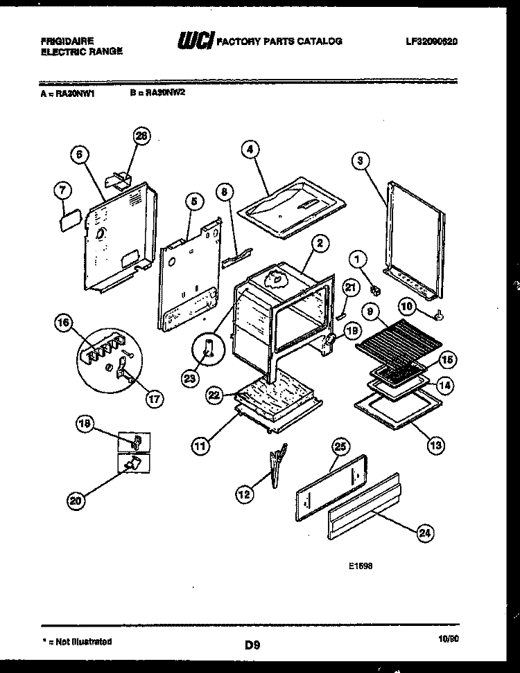 BODY PARTS Diagram and Parts List for RA30NL2  Frigidaire Range