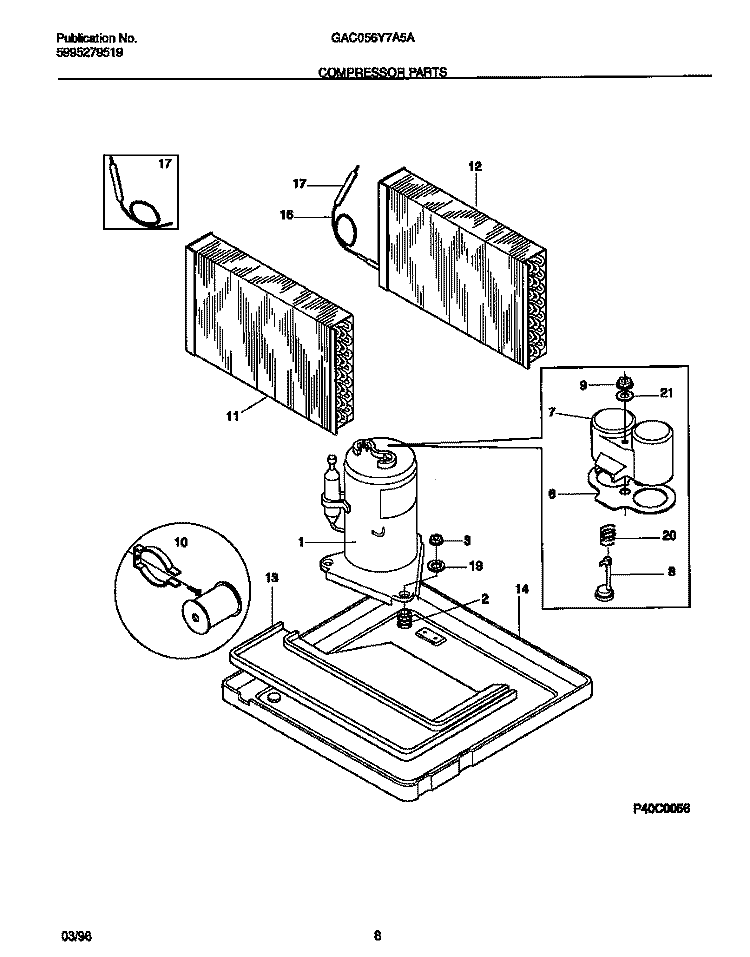 COMPRESSOR PARTS Diagram and Parts List for GAC056Y7A5A  Gibson Air Conditioner
