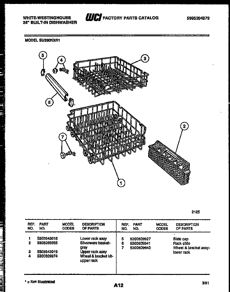 RACKS AND TRAYS Diagram and Parts List for SU330NXR1  Frigidaire Dishwasher
