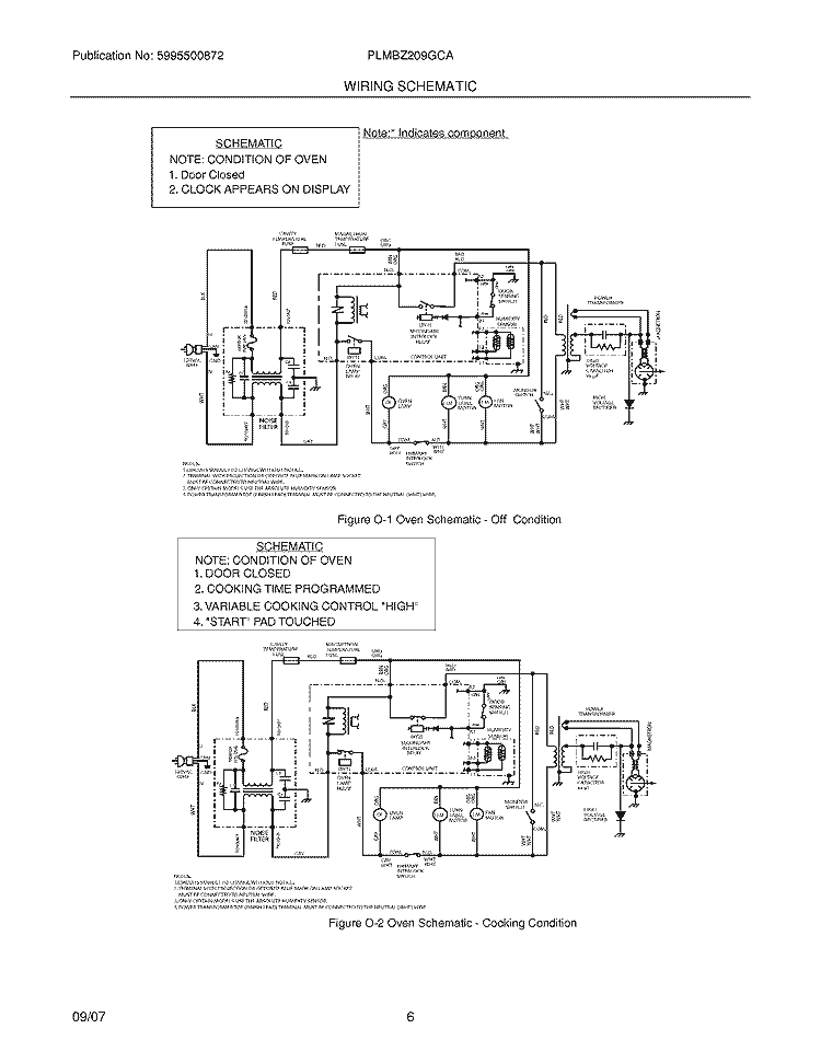 WIRING SCHEMATIC Diagram and Parts List for PLMBZ209GCA  Frigidaire Microwave