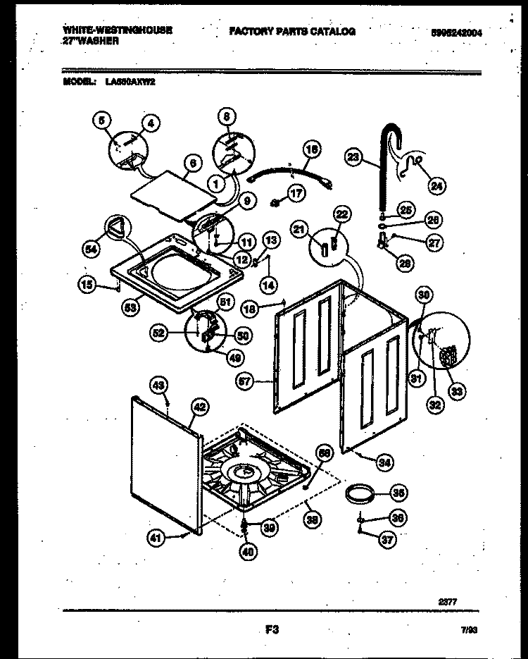CABINET PARTS Diagram and Parts List for LA560AXW2  Frigidaire Washer