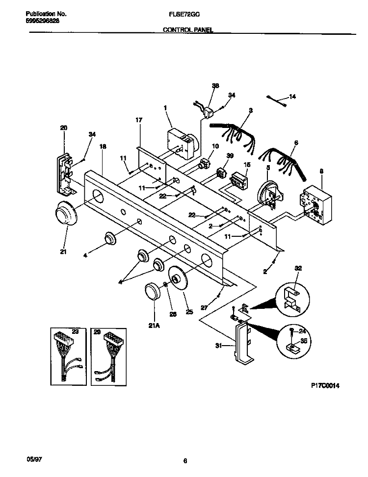 CONTROL PANEL Diagram and Parts List for FLSE72GCS6  Frigidaire Washer Dryer Combo