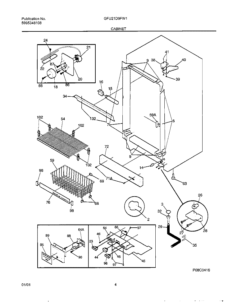 CABINET Diagram and Parts List for GFU21D9FW1  Gibson Freezer