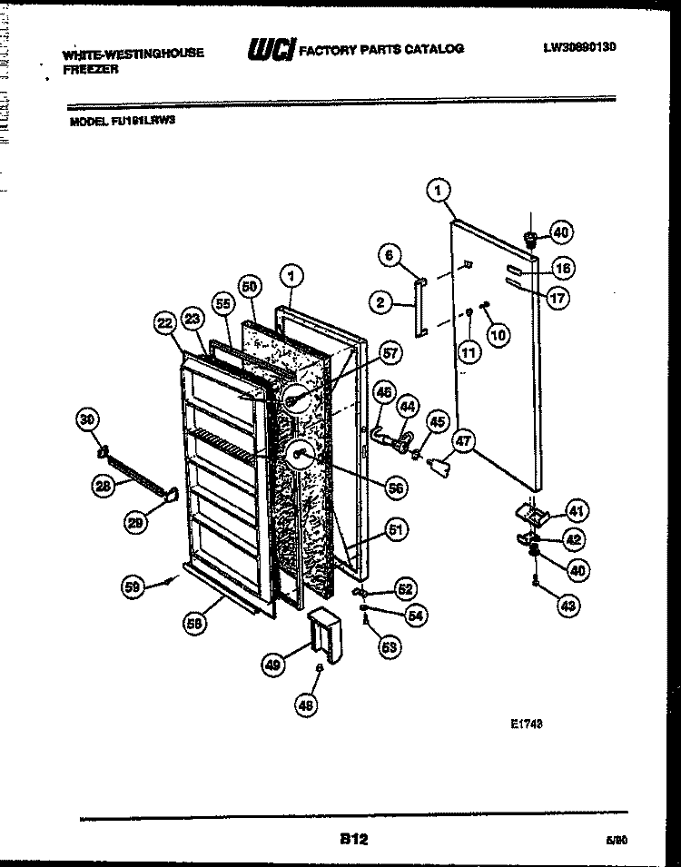 DOOR PARTS Diagram and Parts List for FU161LRW3  Frigidaire Freezer