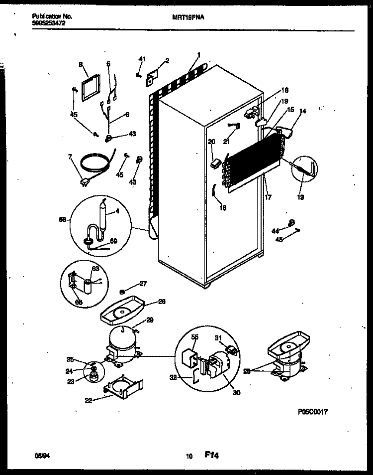 SYSTEM AND AUTOMATIC DEFROST PARTS Diagram and Parts List for MRT19PNAW0  Frigidaire Refrigerator