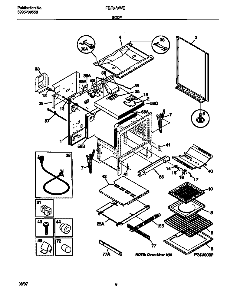 BODY Diagram and Parts List for FGF379WESG  Frigidaire Range