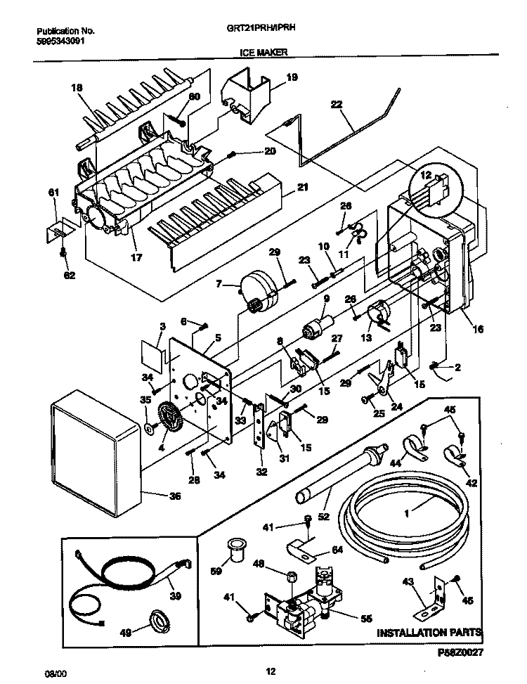 ICE MAKER Diagram and Parts List for GRT21PRHD6  Gibson Refrigerator
