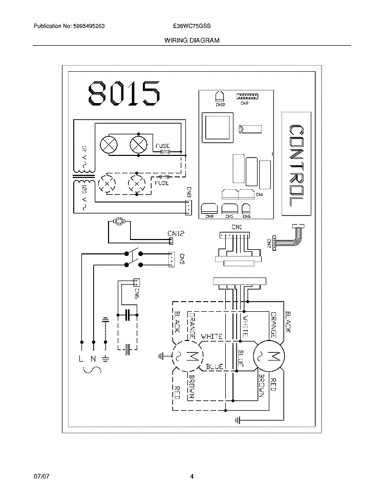 WIRING DIAGRAM Diagram and Parts List for E36WC75GSS  Electrolux Range Hood
