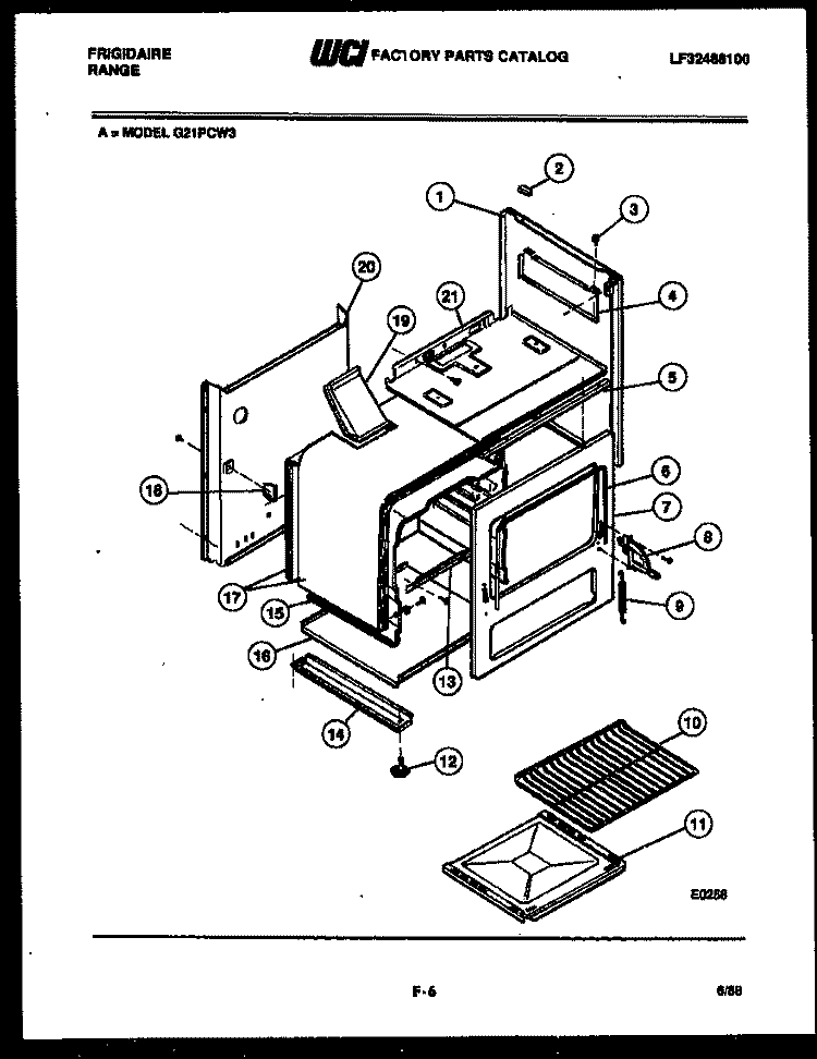 BODY PARTS Diagram and Parts List for G21PCL3  Frigidaire Range