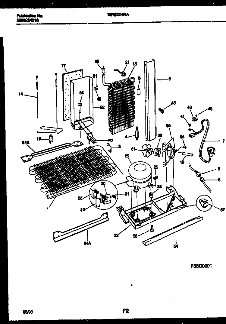SYSTEM AND AUTOMATIC DEFROST PARTS Diagram and Parts List for MRS22HRAD0  Frigidaire Refrigerator