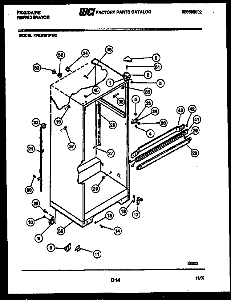 CABINET PARTS Diagram and Parts List for FPES19TFF2  Frigidaire Refrigerator