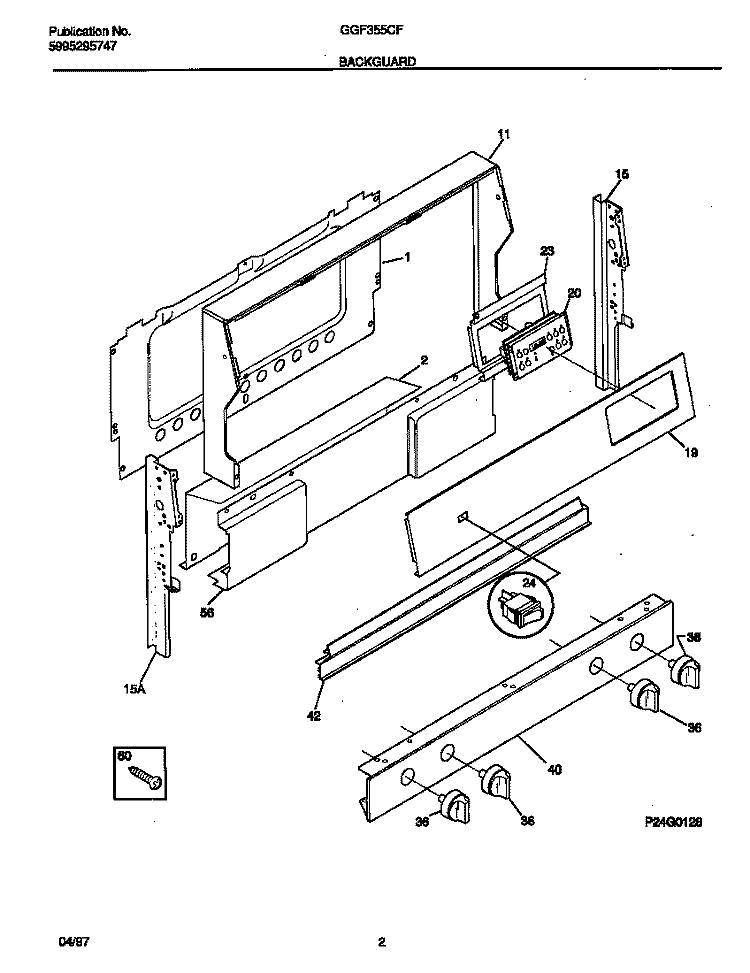 BACKGUARD Diagram and Parts List for GGF355CFSA  Gibson Range