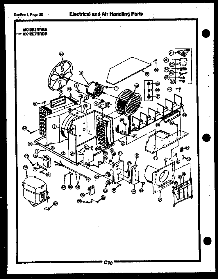 ELECTRICAL AND AIR HANDLING PARTS Diagram and Parts List for AK16E6RRBA  Frigidaire Air Conditioner