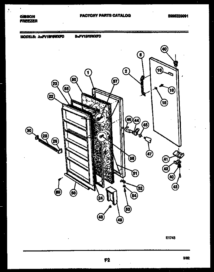 DOOR PARTS Diagram and Parts List for FV19F5WXFD  Gibson Freezer