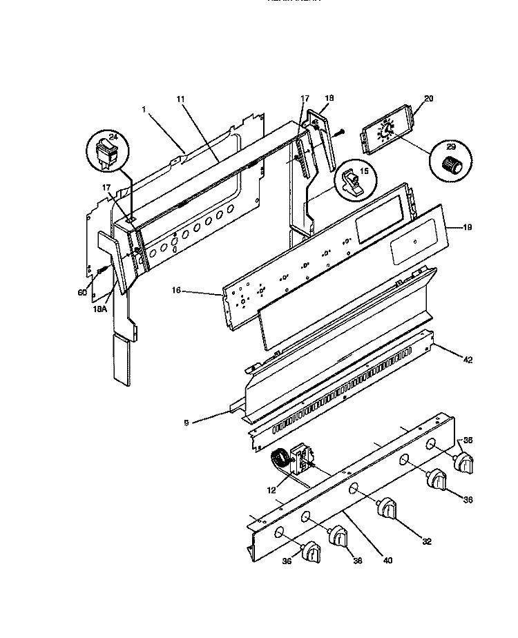 BACKGUARD Diagram and Parts List for GGF322BBWC  Gibson Range