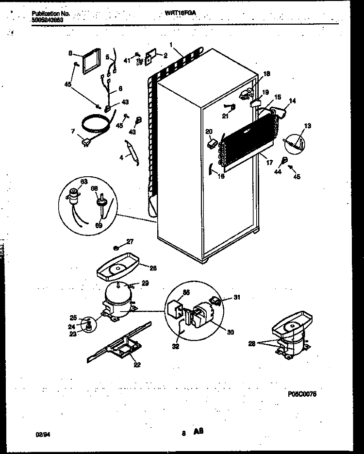 SYSTEM AND AUTOMATIC DEFROST PARTS Diagram and Parts List for WRT18FGAW0  Frigidaire Refrigerator