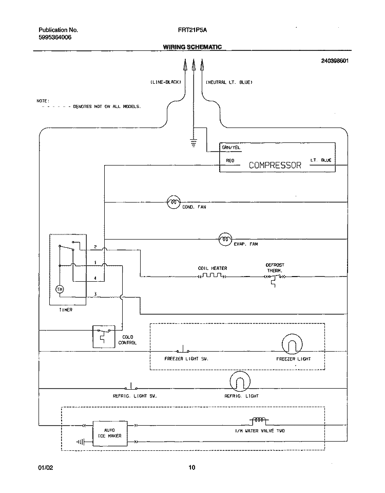 WIRING SCHEMATIC Diagram and Parts List for FRT21P5AQ3  Frigidaire Refrigerator