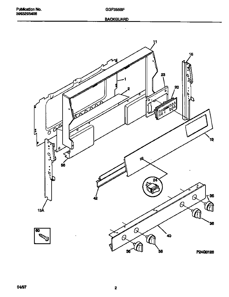 BACKGUARD Diagram and Parts List for GGF355BFWA  Gibson Range