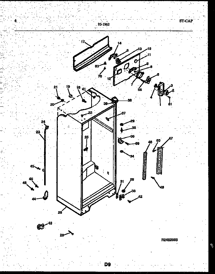 CABINET PARTS Diagram and Parts List for 95-1962-23-00  Tappan Refrigerator