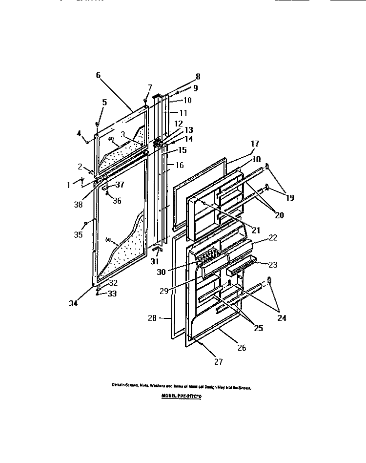FOOD AND FREEZER DOORS Diagram and Parts List for FPE21TCH0  Frigidaire Refrigerator
