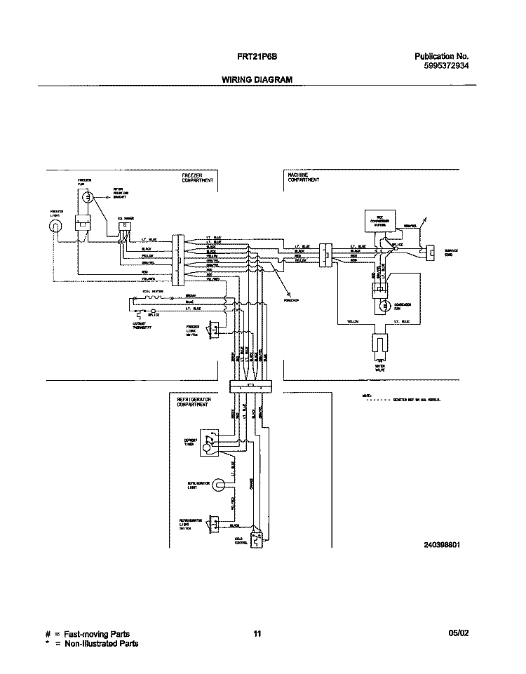 WIRING DIAGRAM Diagram and Parts List for FRT21P6BSB2  Frigidaire Refrigerator